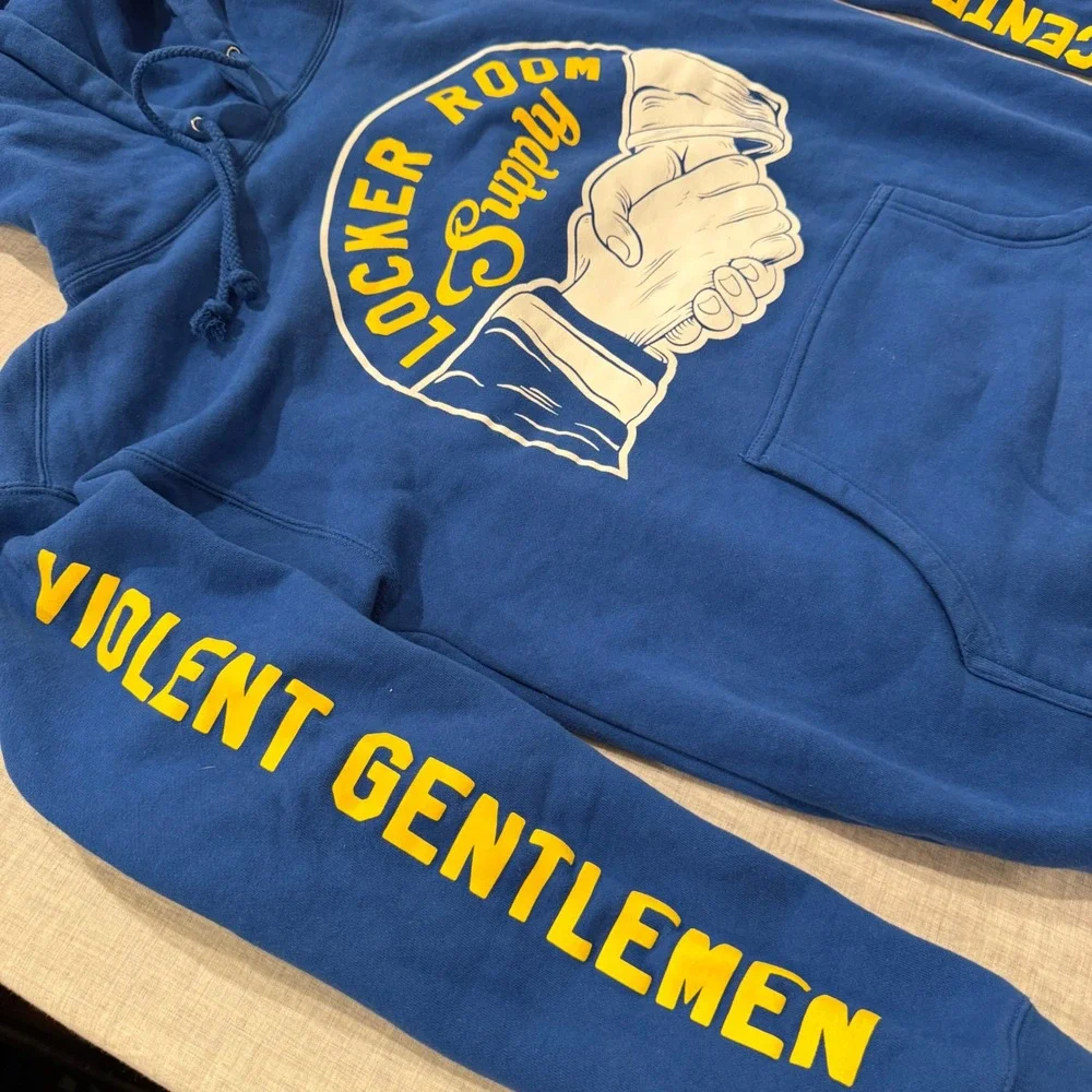 Violent Gentlemen Locker Room Supply Hoodie Blue Center Ice Brewery Mens Large